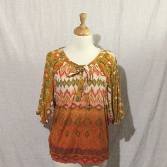 new directions Tops - New Directions Cold Shoulder Aztec Print Top